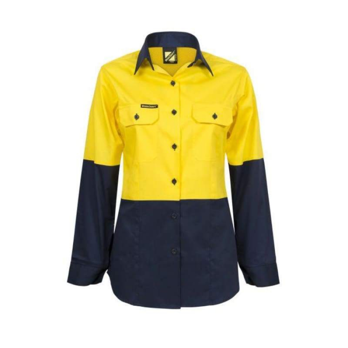 Picture of WorkCraft, Womens, Shirt, Long Sleeve, Lightweight, Hi Vis, Two Tone, Vented, Cotton Drill
